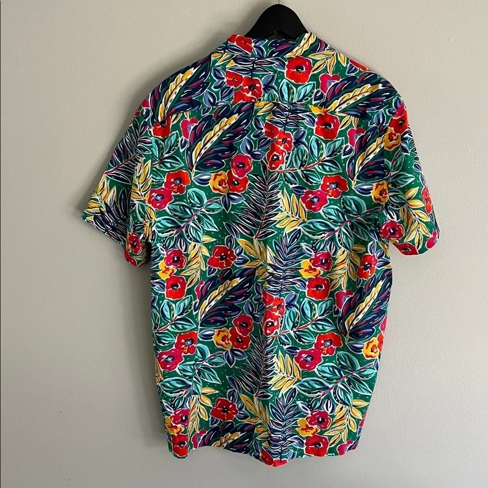 J. Crew Tropical Hawaiian Leaf Print Shirt - Large